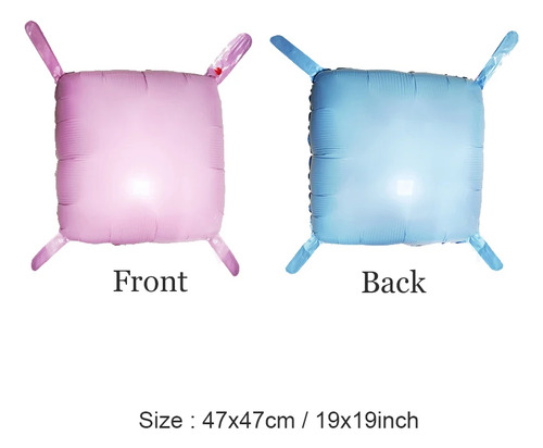 50 Globos Cuadrados De Papel De Aluminio Azul Y Rosa Para Pa