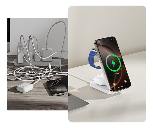 3 En 1 Soporte Carga Inalámbrico Para Iphone/iwatch/airpod T18-negro