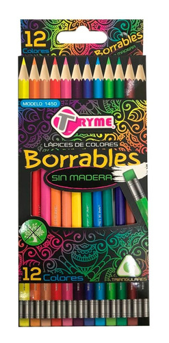 Lapices Colores Borrables Tryme Sin Madera 12 Cajas Mayoreo