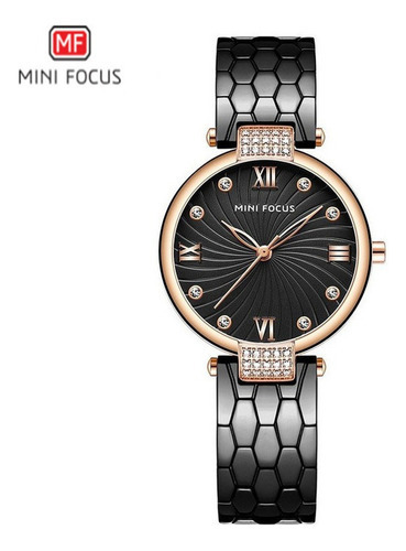 Reloj Impermeable De Cuarzo Mini Focus MF0186L Color Negro para Mujer