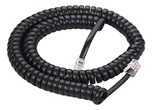 Cable Telefónico Enrollado Rj22 , Negro (12ft)