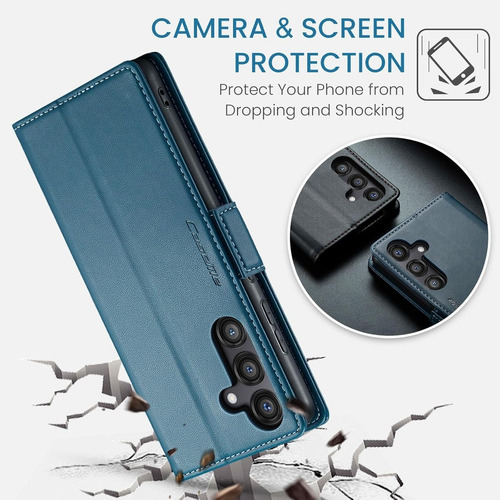 Funda Para Samsung S25 Premium Caseme Leather Cuero Colores Azul Petróleo
