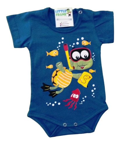 Body Para Bebe Tortuguita Estampa En Relieve Manga Corta