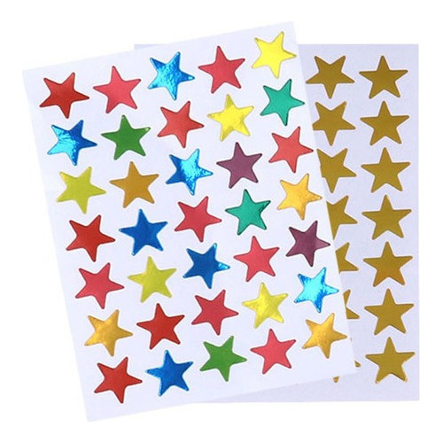 30 Hojas De Pegatinas De Estrella Dorada Y Plateadas Colorid