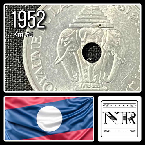 Imagen 1 de 4 de Laos - 20 Cents  - Año 1952 - Aluminio - Elefantes Km #5