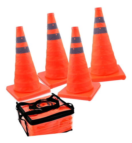 4 Conos De Estacionamiento Reflectantes Plegables De 45 Cm,