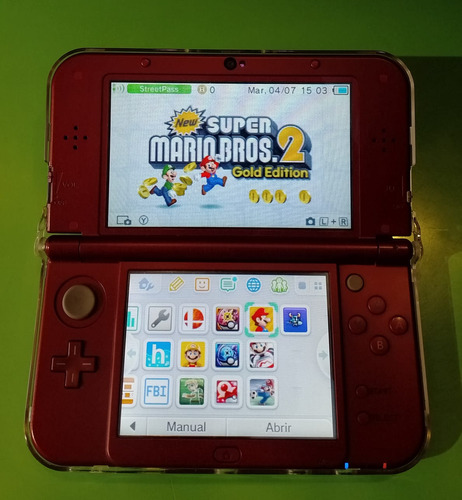 New 3ds Xl Roja Programada Con 10 Juegos Y Cargador 