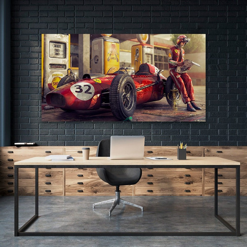 Imagen 4 de 10 de Cuadro Decorativo Canvas Coches Ferrari F1 Estacion De Gas
