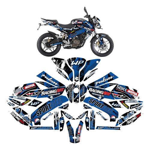 Kit De Graficos Stickers Para Pulsar 200ns Sport Bike Blsb