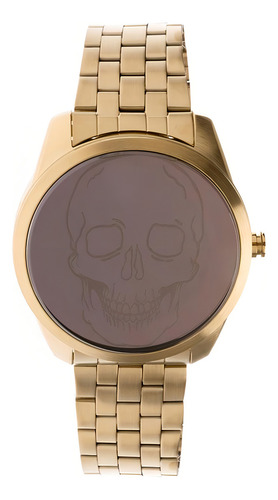 Relógio Digital Masculino Chilli Beans Caveira Metal Dourado