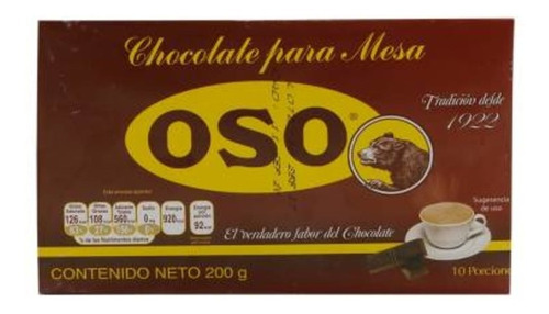 Chocolate Oso En Barra,  Tabletas De 200g 