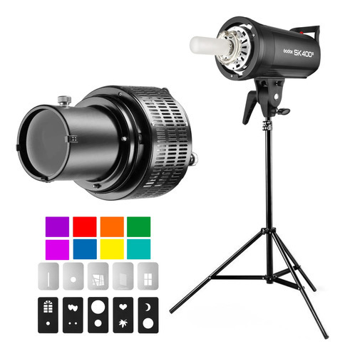 Flash Estúdio Godox Sk400ii Com Tripé Lente Projeção Efeitos 110v