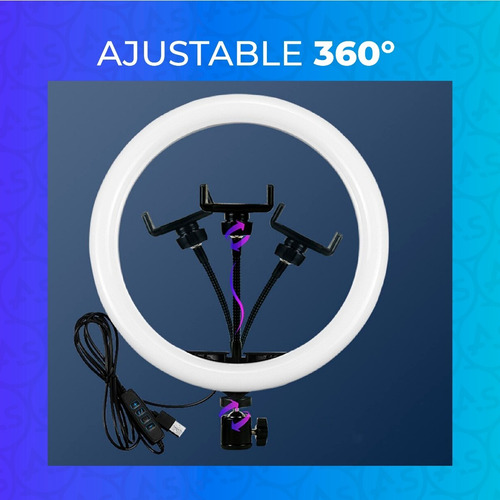 Imagen 4 de 10 de Aro De Luz Led Profesional 30cm Usb 3 Modos Soporte Celular