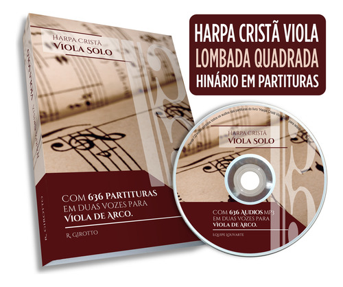 Harpa Cristã Viola De Arco Solo - Lombada Quadrada - Hinário Em Partituras