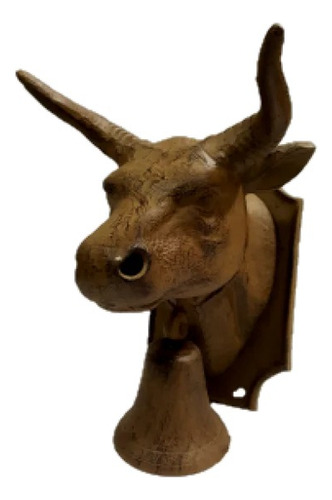 Elegante Campana Con Toro De Hierro Fundido