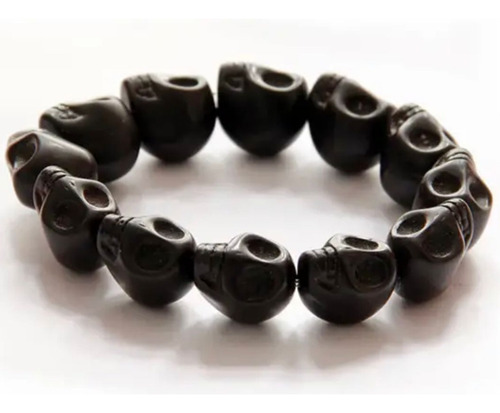 Pulseira Pedra Howlita Caveira Diversas Cores 8mm Unissex
