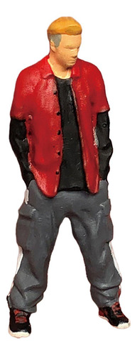 Figuras De Hombres Jóvenes En Miniatura A Escala Negro Rojo