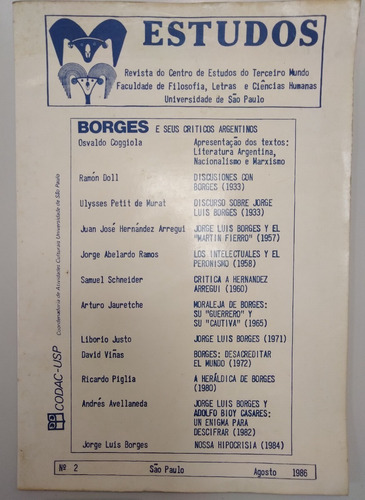 Borges E Seus Críticos Argentinos 1986 Universidad Sao Paulo