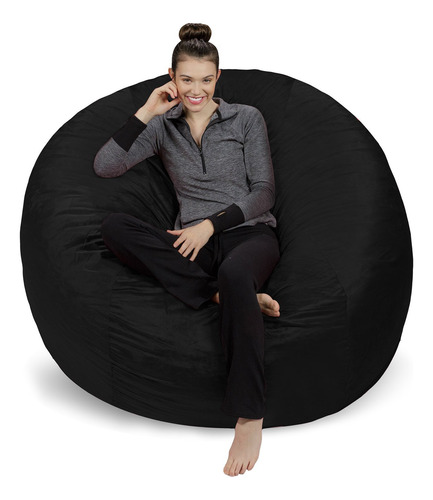 Sofa Sack - Puff Gigante De 6 Pies, Tela, Negro