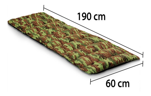 Colchonete Camping Camuflado Solteiro Ecocamping 190x60cm