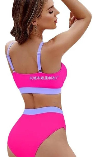 Traje De Baño Tipo Bikini Deportivo De Cintura Alta, Color E