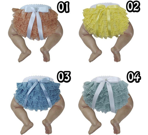 Imagem 4 de 6 de Kit Com 2 Calcinhas Tapa Fralda Bunda Rica De Bebê Menina