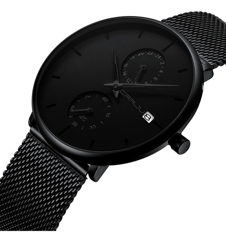 Crrju Reloj Hombre Negro Cuarzo Moderno Con Fechador