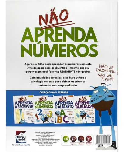Não Aprenda...Números, de Lake Press. Editorial Happy Books, capa mole em português, 2022