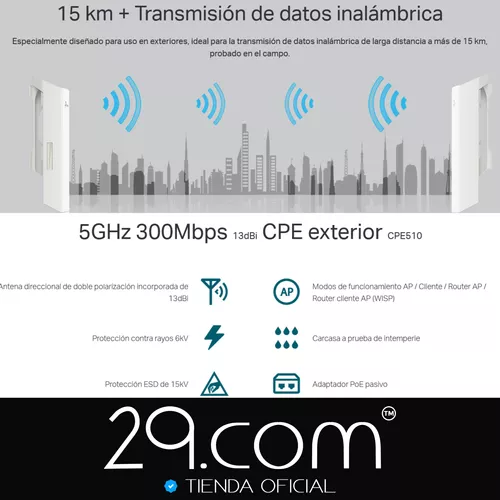 REPETIDOR WIFI ACCESS POINT TP-LINK CPE220 EXTERIOR 300 MBPS