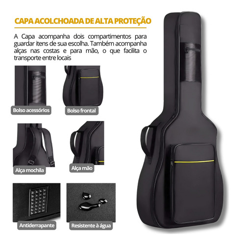 Violão Elétrico Bravo Music Tf300 Com Afinador Aço + Bag Capa Cor New Sunburst Material Do Diapasão Padrão Orientação Da Mão Destro