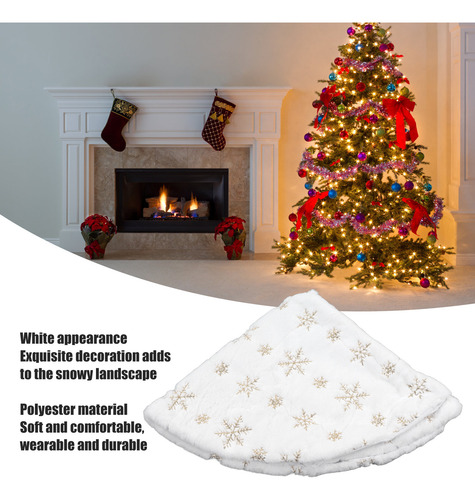 Falda Blanca Para Árbol De Navidad De 35.4 Pulgadas, Forma R