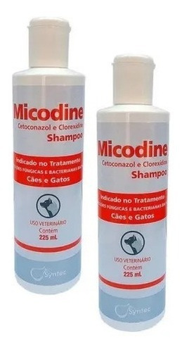 Shampoo Micodine 225ml Para Cães E Gatos - Kit Com 2 Un Fragrância Neutra