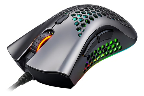 Ratón Gamer Usb Colmeia Ultraleve Led Rgb Macro 7200 Dpi Color Negro
