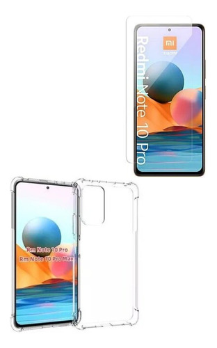 Funda Mas Vidrio Templado 9h Para Xiaomi Redmi Note 10 Pro