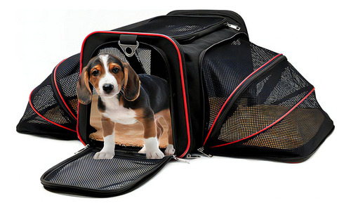 Bolsa Pet Para Transporte Viagem Expansível Avião Cabine Cães E Gatos Cor Vermelha