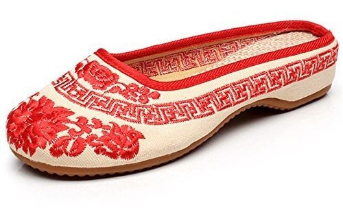 Qhome Womens Chinese Style Embroidery Round Toe Casual Walki