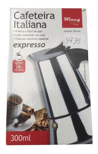 Imagem 2 de 6 de Cafeteira Italiana Aço Inox 300ml 3 Xicaras - Wincy K4735