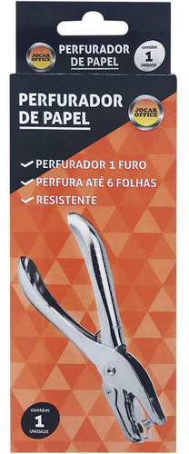 Perfurador De Papel 1 Furo Jocar Galvanizado Para 6 Fls.