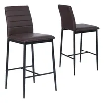 Comprar Bancos Altos Para Cocina Set De 2, Color Marrón En Estilo Industrial, Con Reposapiés Y Respaldo, HOMEMAKE FURNITURE