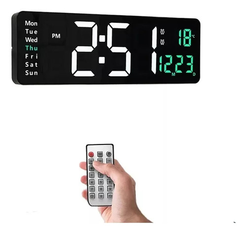 Reloj De Pared Digital Led Con Control Remoto Montado 16 Pul