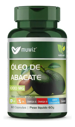 Óleo De Abacate 1000mg 60 Cápsula Muwiz