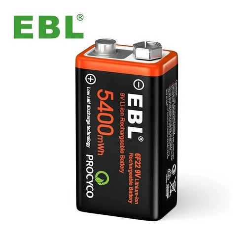 Batería Pila Ebl 9 V Li-ion Recargable Micro Usb 600 Mah 