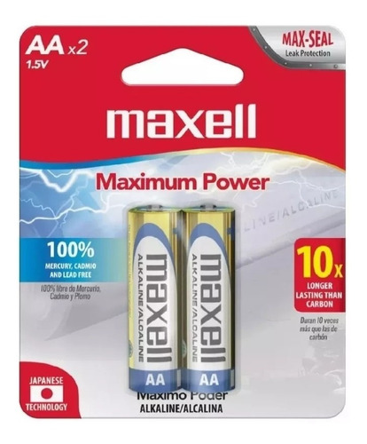 Pila Batería Aa Super Alcalina Maxell Blisters De 2