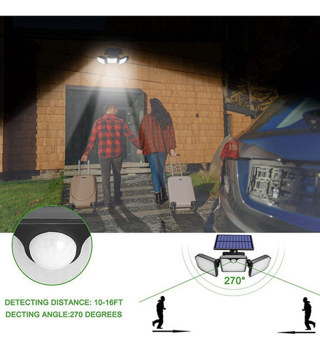 Luz Solar Externa Led 230 Com 3 Cabeças Ip65 À Prova D'água