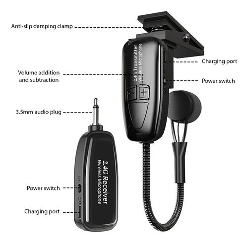Microfone De Violoncelo Portátil Para Redução, Trompetes To