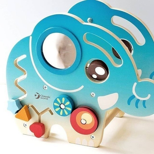 Juego Elefante Multiactividad De Madera Engranaje Laberinto