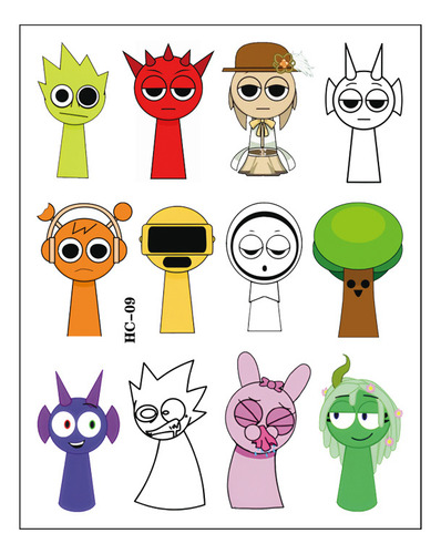 Tatuajes Temporales Incredibox Sprunki Niños Cumpleaños 60pc
