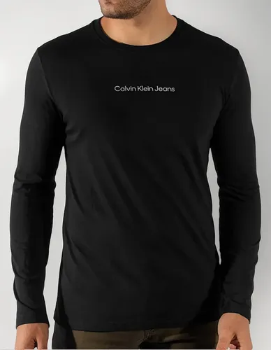 Camiseta Calvin Klein Manga Longa Institutional Grey Preta