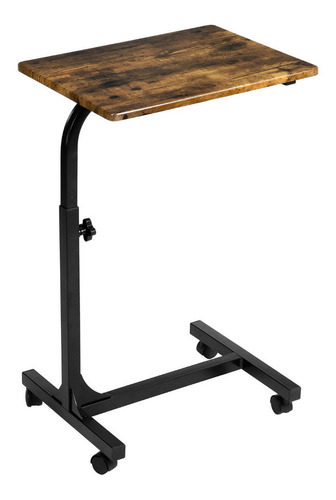 Mesa lateral ajustável Gomyhome para laptop com rodas vintage marrom