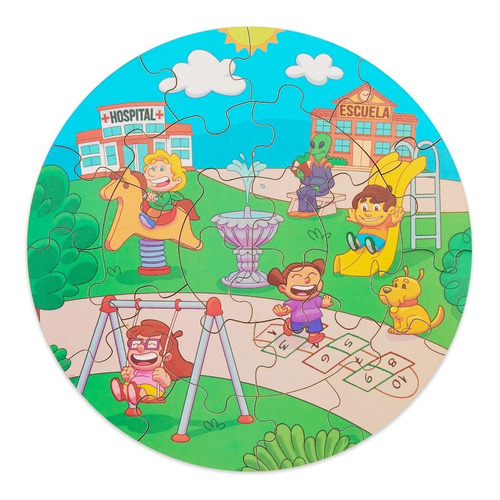 Puzzle Infantil 2 Rompecabezas Circular Madera 34 Y 22pz